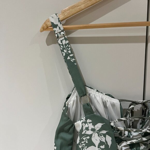 Floral Midi Corset Dress - Green, Large - Picture 4 of 5